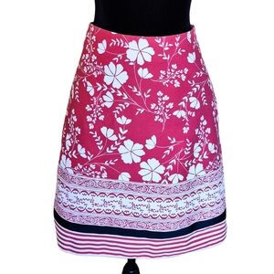 Ann Taylor LOFT Red Floral A-Line Skirt Size 6 Preppy Classic